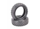 Schumacher Wide Stagger Rib Tyres - 4WD 1:10 Buggy Front - Silver ** CLEARANCE **