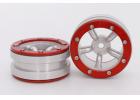 Metsafil Beadlock Wheels PT-Safari Silver/Red 1.9 (2 pcs)? ** CLEARANCE **
