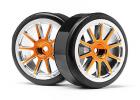 Gold Chrome 10 Spoke Wheels With Drift Tyres (2Pcs) (Stada EVO DC) ** CLEARANCE **