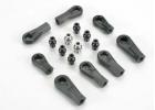 Traxxas Plastic rod ends (8) (1/6 and 1/5 scale)/ hollow ball connectors (8) (6-black 2-silver) ** CLEARANCE **